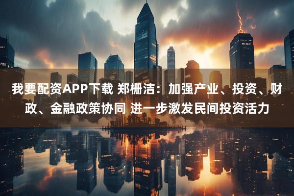 我要配资APP下载 郑栅洁：加强产业、投资、财政、金融政策协同 进一步激发民间投资活力
