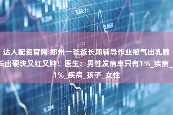 达人配资官网 郑州一爸爸长期辅导作业被气出乳腺炎，乳房长出硬块又红又肿！医生：男性发病率只有1%_疾病_孩子_女性